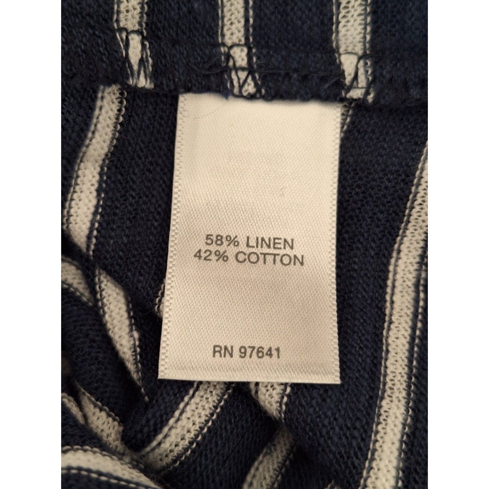 J Jill Blue White hoodie linen 58% size M - Picture 5 of 7